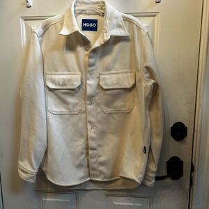 New HUGO Off-White Men's FLEECE Shirt Jacket Sz S